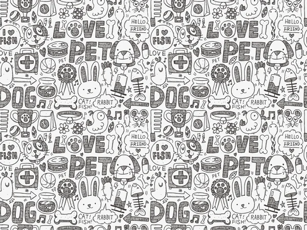 Doodle pet pattern — Stock Vector
