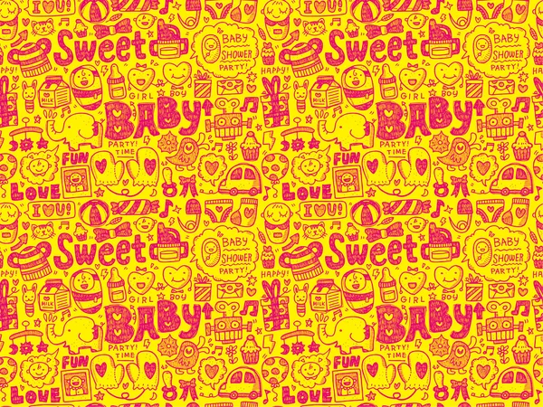 Doodle baby patroon — Stockvector