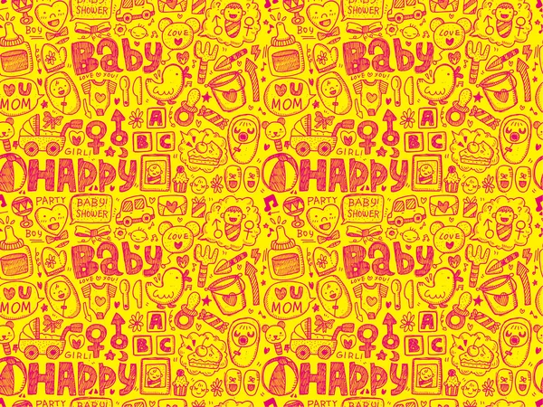 Doodle baby pattern — Stock Vector