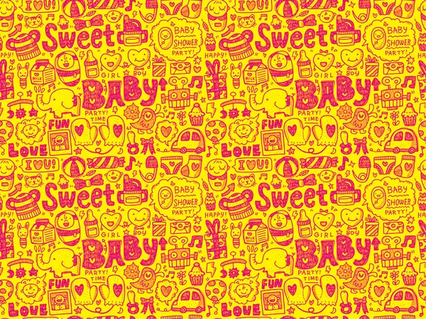 Padrão de bebê doodle —  Vetores de Stock