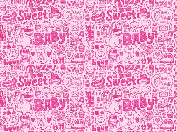 Doodle baby pattern — Stock Vector