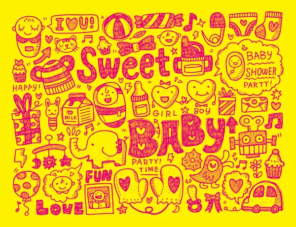 Doodle baby background — Stock Vector