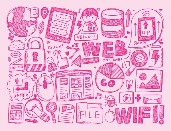 Doodle internet fondo — Vector de stock