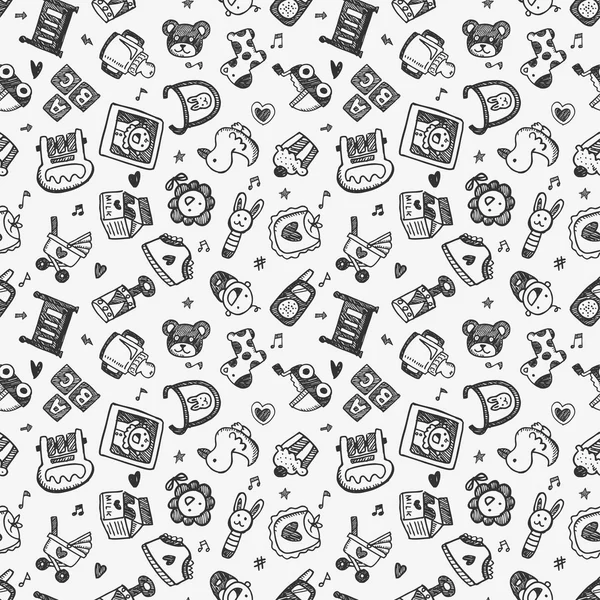 Doodle baby pattern background — Stock Vector