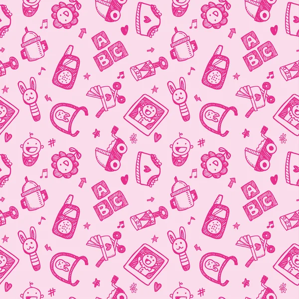 Doodle Baby Muster Hintergrund — Stockvektor