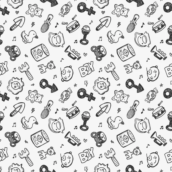 Doodle Baby Muster Hintergrund — Stockvektor