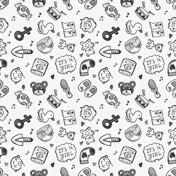 Doodle Baby Muster Hintergrund — Stockvektor