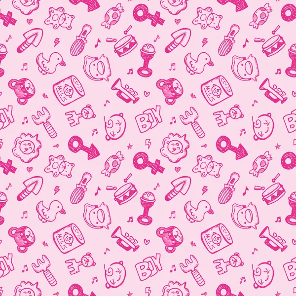 Doodle Baby Muster Hintergrund — Stockvektor