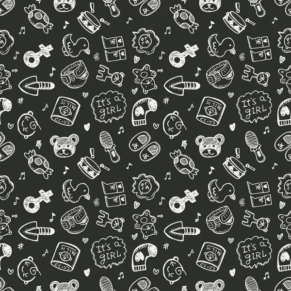 Doodle Baby Muster Hintergrund — Stockvektor