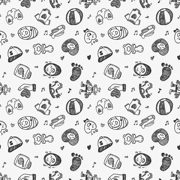 Doodle Baby Muster Hintergrund — Stockvektor