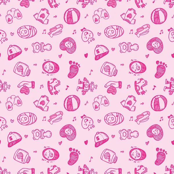 Doodle Baby Muster Hintergrund — Stockvektor