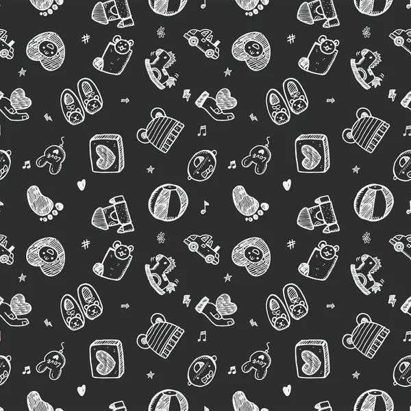 Seamless doodle baby pattern — Stock Vector