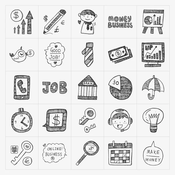 Doodle iconos de negocios — Vector de stock