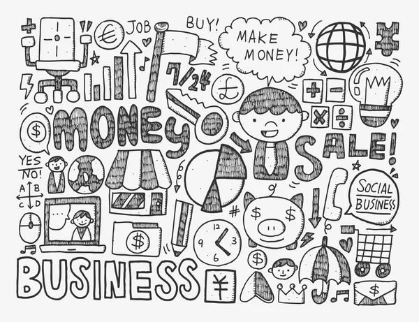 Doodle fondo de negocios — Vector de stock