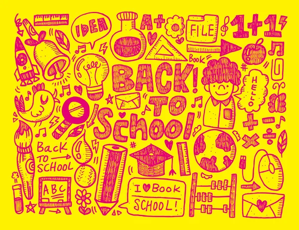 Doodle de volta ao fundo da escola — Vetor de Stock