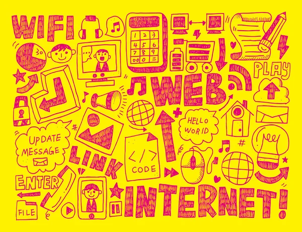 Doodle internet web fundo — Vetor de Stock