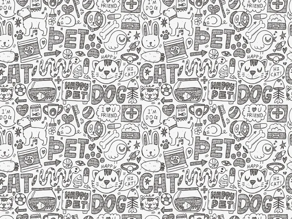 Padrão de animal de estimação doodle — Vetor de Stock