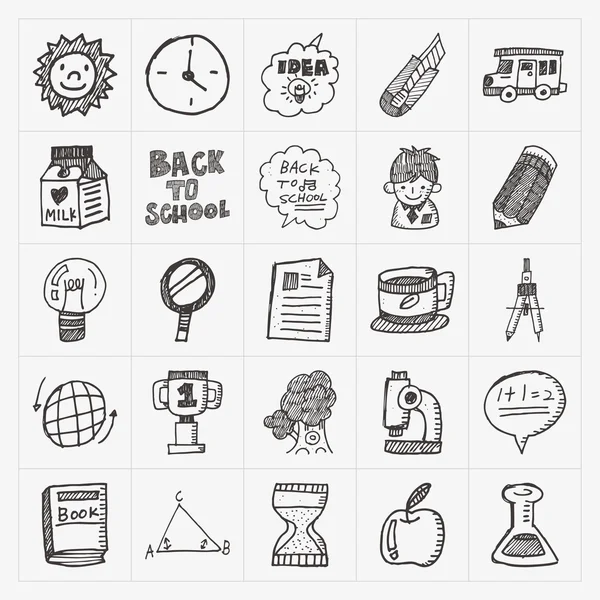 Volver a la escuela icono conjunto — Vector de stock