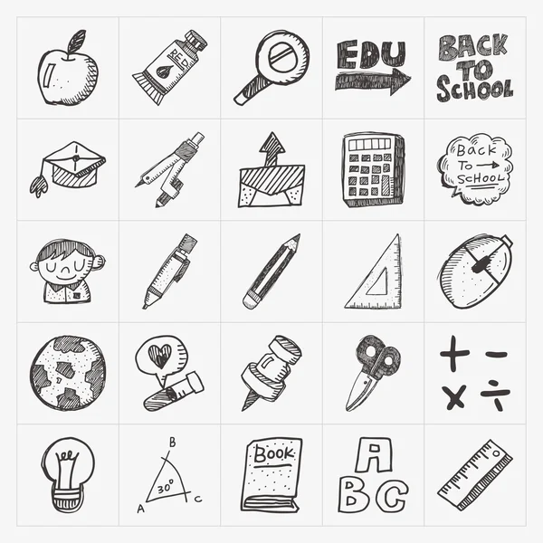 Volver a la escuela icono conjunto — Vector de stock