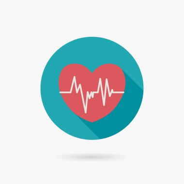 EKG düz stil ikonu ile uzun gölgeler