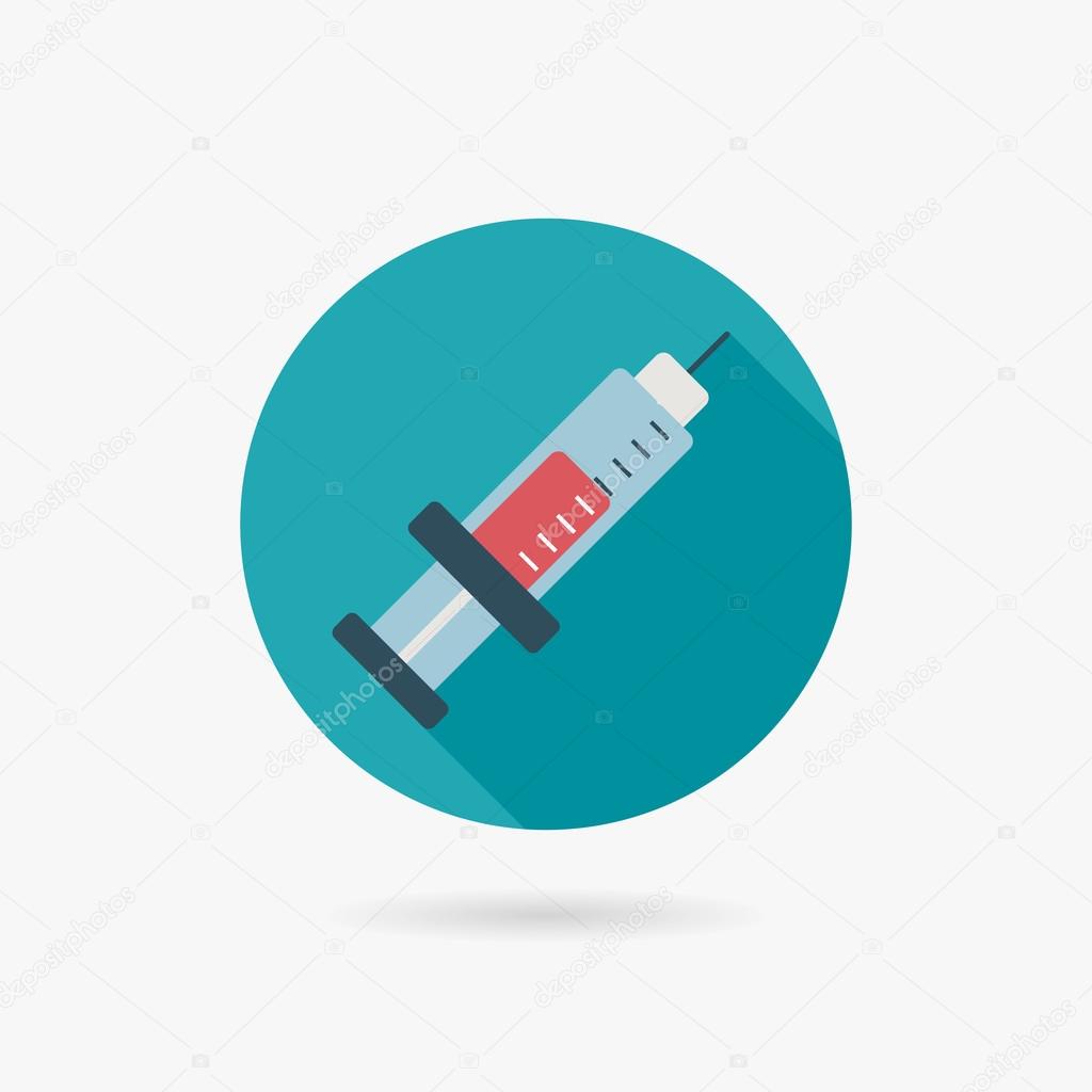 syringe Flat style Icon with long shadows