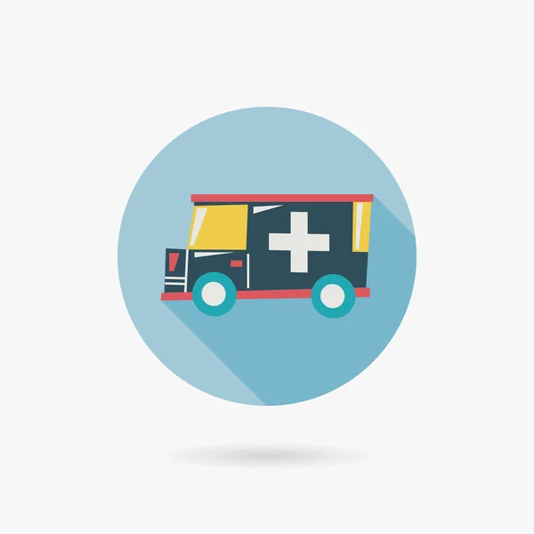 Ambulance plat lange schaduw pictogram — Stockvector