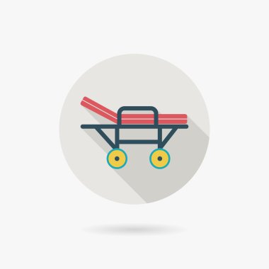 Medikal yatak düz simgesi