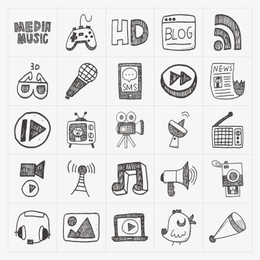 Doodle Medya simgeler kümesi
