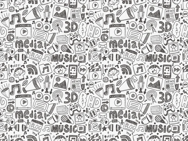 Doodle media pattern — Stock Vector