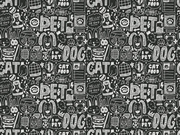 Padrão de animal de estimação doodle — Vetor de Stock