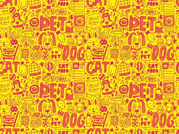 Doodle pet pattern — Stock Vector