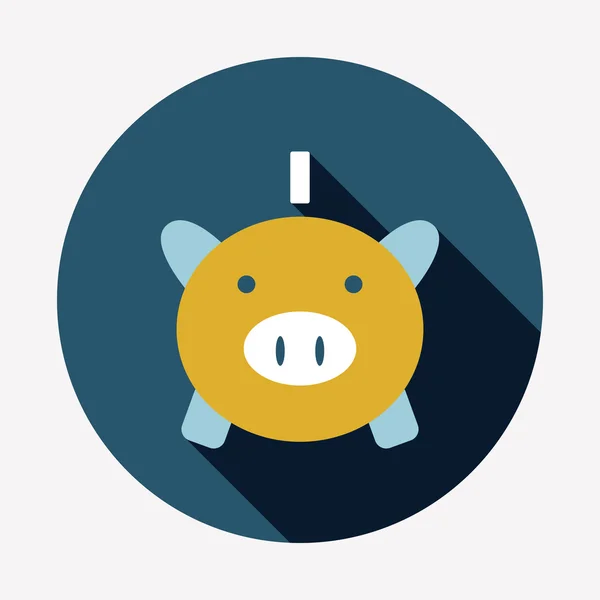 Piggy bank platte pictogram — Stockvector