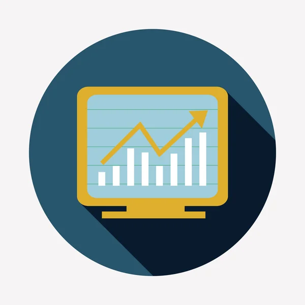 Gráfico de computador ícone plano — Vetor de Stock