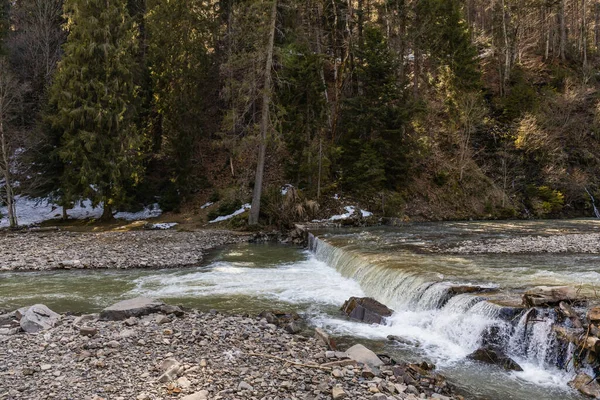 Mountain River Stones Shore Forest — 스톡 사진