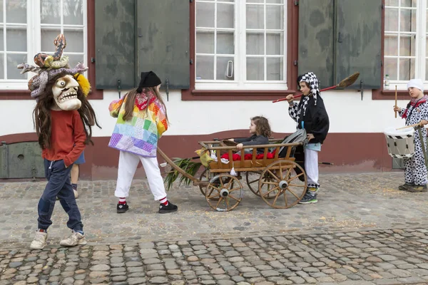 Basel Switzerland February Group Children Carnival Costumes — Stock Photo, Image