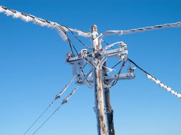 Frozen power cables — Stock Photo, Image