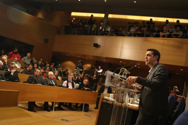 알 렉시스 tsipras syriza (급진 좌의 연합) 스톡 사진