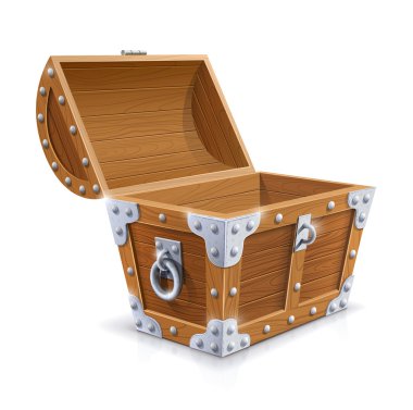 Vintage wooden chest with open lid clipart