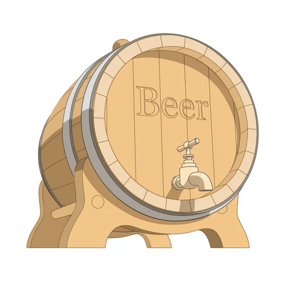 Tun de madeira com cerveja — Vetor de Stock