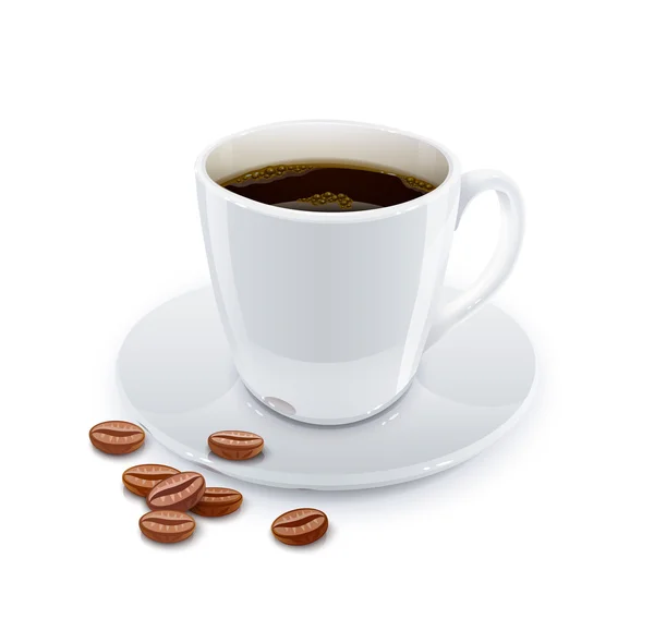 Чашка кофе с зерном . — стоковый вектор