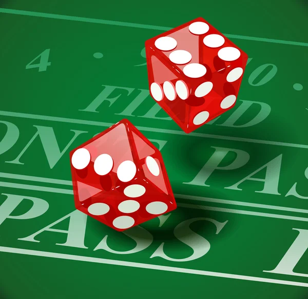 Jouer aux dés sur la table du casino — Image vectorielle