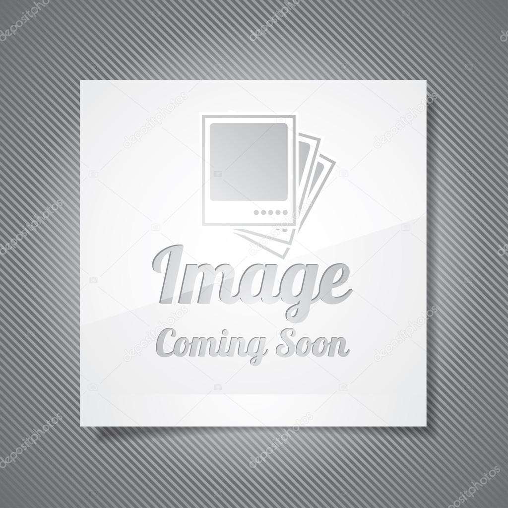 Coming Soon illustration with abstract picture frame on grey background. Vector eps 10.
