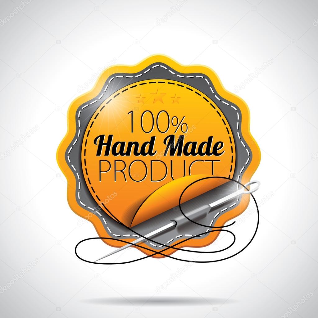  Hand Made Product Labels Illustration with shiny styled design on a clear background. EPS 10.