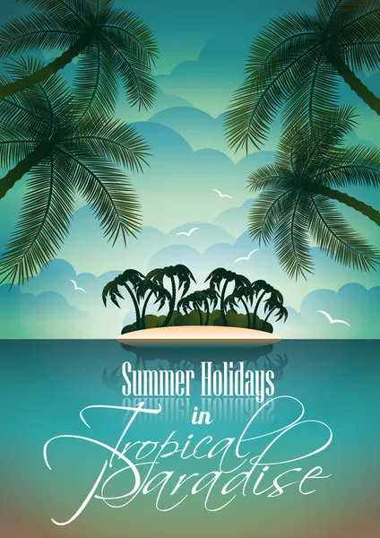 Vector Summer Holiday Flyer Design with palm trees. — Wektor stockowy