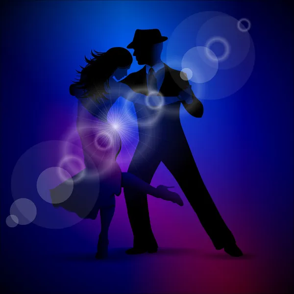 Design vectoriel avec couple dansant tango sur fond sombre . — Image vectorielle