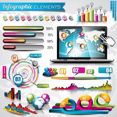 vektör tasarım Infographic öğeleri kümesi. Dünya grafik harita ve bilgi.