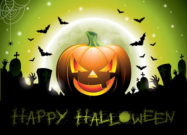 Ilustración vectorial sobre un tema feliz de Halloween con calabaza . — Archivo Imágenes Vectoriales