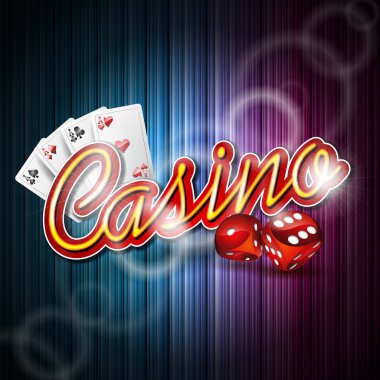 casino Tema rulet tekerleği ve kurdele ile vektör çizim.