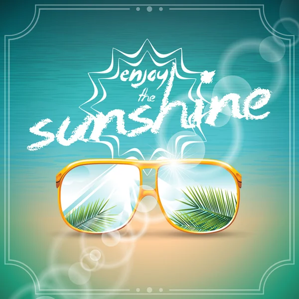 Vector Summer Holiday Design con gafas de sol sobre fondo azul marino . — Archivo Imágenes Vectoriales