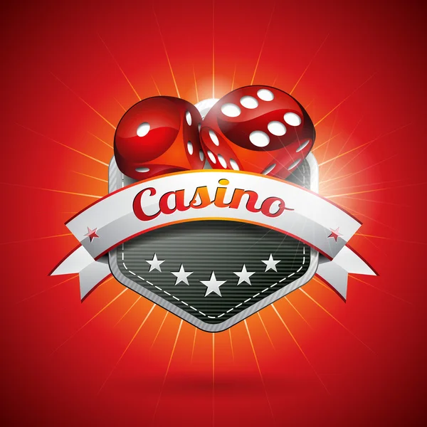 Vektor-Illustration zu einem Casino-Thema mit Roulette-Rad und Schleife. — Stockvektor